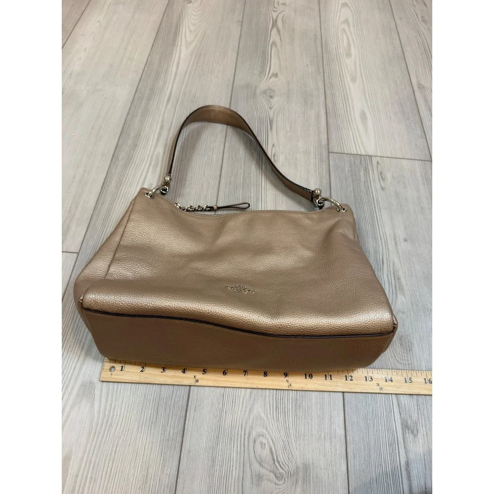 Coach Mia Hobo Metallic Champagne Gold Pebbled Leather Shoulder Bag F29137